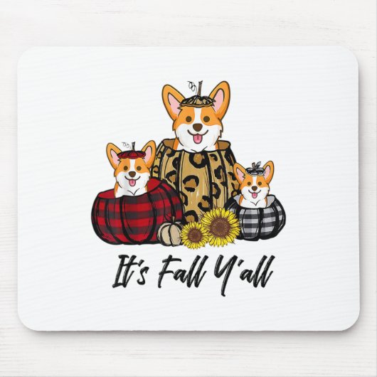 Corgi in Leopard Pumpkin Herbst Erntedank Mousepad (Vorne)