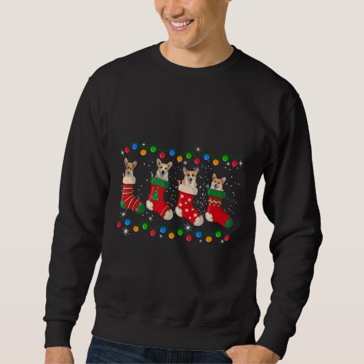 Corgi in Socken Weihnachten Sweatshirt (Vorderseite)