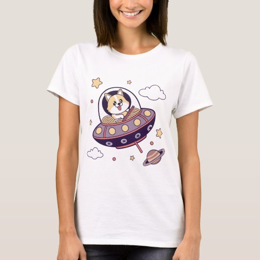 Corgi in Space T-Shirt (Vorderseite)