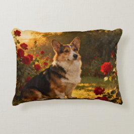 Corgi in the Roses I Dekokissen