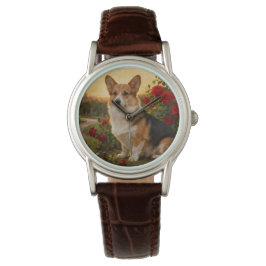 Corgi in the Roses II Armbanduhr