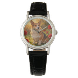Corgi in the Roses III Armbanduhr