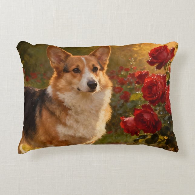 Corgi in the Roses V Dekokissen (Vorderseite)