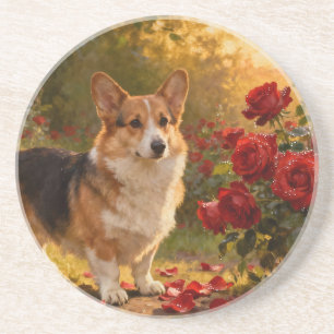 Corgi in the Roses V Getränkeuntersetzer