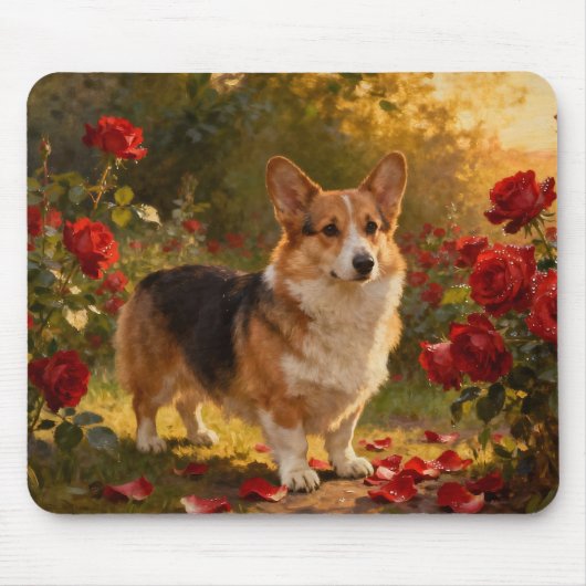 Corgi in the Roses V Mousepad (Vorne)