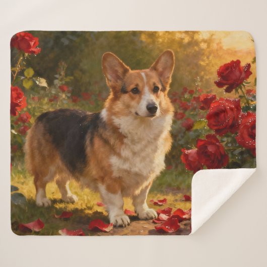 Corgi in the Roses V Sherpadecke (Vorderseite (Horizontal))