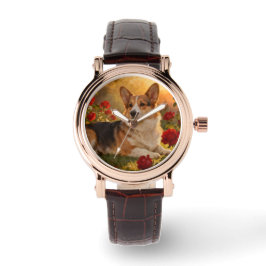 Corgi in the Roses VI Armbanduhr