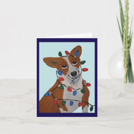 Corgi in Weihnachtslichtern verheddert Einladung