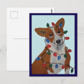 Corgi in Weihnachtslichtern verheddert Postkarte (Vorne/Hinten)