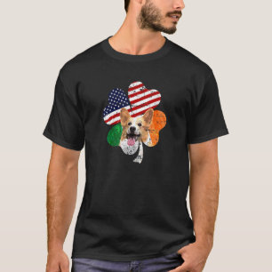 Corgi Irisch Amerikanische Flagge C St Patricks Da T-Shirt