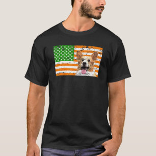 Corgi Irisch Amerikanische Flagge St Patricks Day  T-Shirt