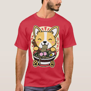 Corgi isst Ramen Cute Kawaii Nudeln T-Shirt
