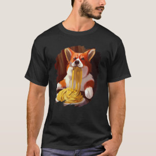 Corgi isst Spaghetti Nudeln Hund italienisches Ess T-Shirt