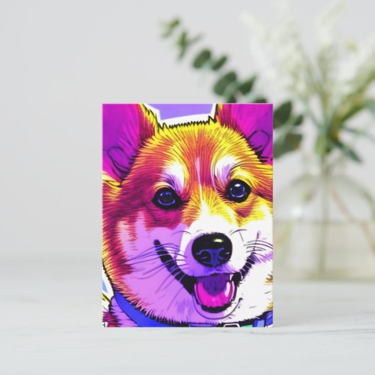 Corgi ist hell, fett postkarte (Stehend Vorderseite)