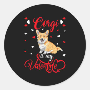 Corgi ist mein Valentinstag Funny Corgi Valentinst Runder Aufkleber