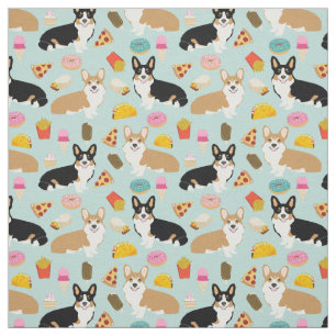 Corgi Junk Food Fabric - niedliches Corgis-Design Stoff