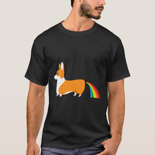 Corgi Kackte Rainbow T-Shirt (Vorderseite)