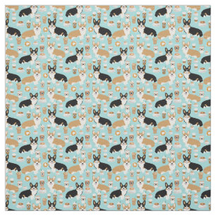Corgi-Kaffee-Gewebe - tricolored und rote Corgis Stoff
