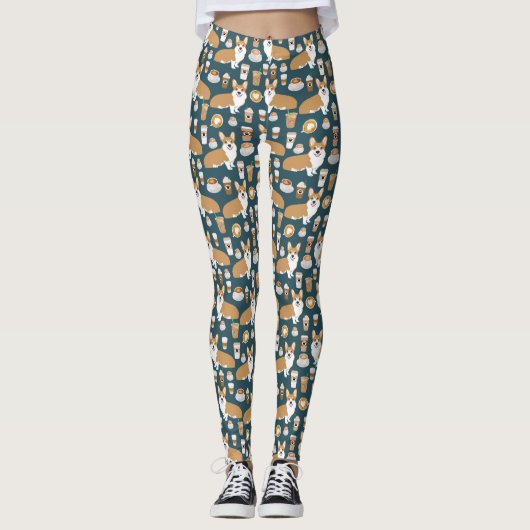 Corgi-Kaffee - Leggings (Vorderseite)