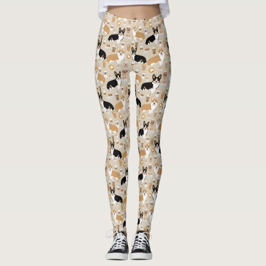 Corgi-Kaffee-Leggings - Wolljacke Corgis Leggings (Vorderseite)