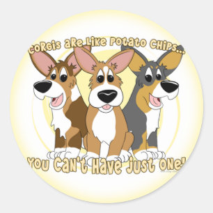 Corgi-Kartoffelchip-Aufkleber Runder Aufkleber