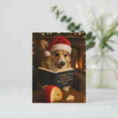 Corgi 'Käse-Steuer' Weihnachtskarte Postkarte (Stehend Vorderseite)