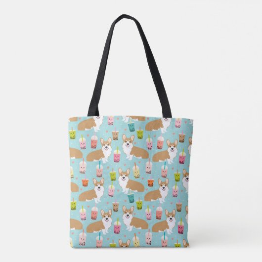 Corgi Kawaii Boba Tee - Blasentees Tasche (Rückseite)