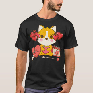 Corgi Kawaii Valentinstag Niedlich Doggie Puppy VD T-Shirt