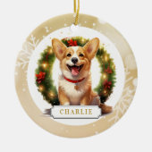 Corgi Keramik Circle Ornament (Vorne)