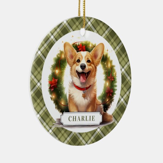 Corgi Keramik Circle Ornament (Rechts)
