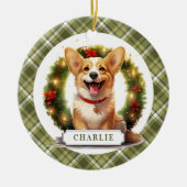 Corgi Keramik Circle Ornament (Vorne)