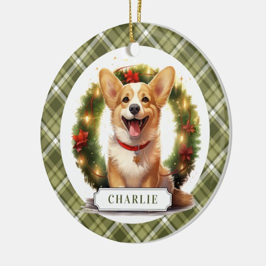 Corgi Keramik Circle Ornament (Links)