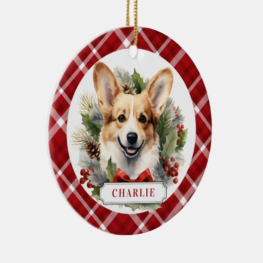 Corgi Keramik Circle Ornament (Rechts)