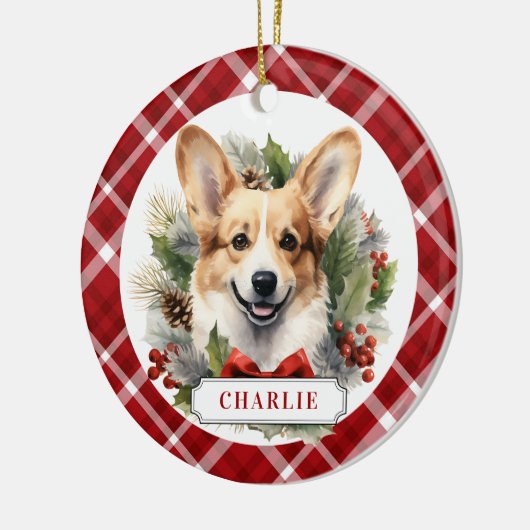 Corgi Keramik Circle Ornament (Links)