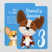 Corgi Kids Birthday  Einladung (Vorne/Hinten)