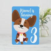 Corgi Kids Birthday  Einladung (Stehend Vorderseite)