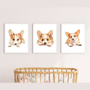Corgi Kinderzimmer Deco, Corgi Wall Art Bilderwand Sets