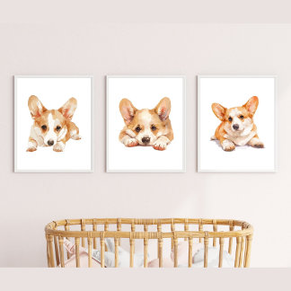 Corgi Kinderzimmer Deco, Corgi Wall Art Bilderwand Sets