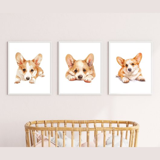 Corgi Kinderzimmer Deco, Corgi Wall Art Bilderwand Sets