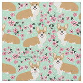 Corgi-Kirschblüte Stoff (Nahaufnahme)