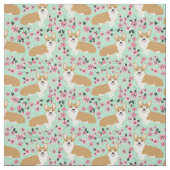 Corgi-Kirschblüte Stoff (Muster)