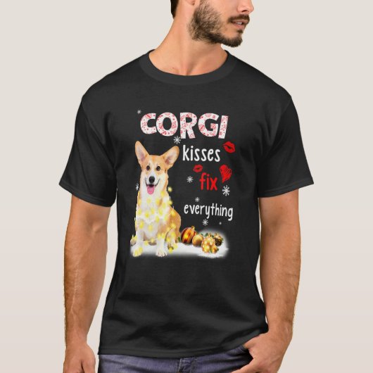 Corgi Kisses Fix Alles Weihnachts Light Pajama T-Shirt (Vorderseite)