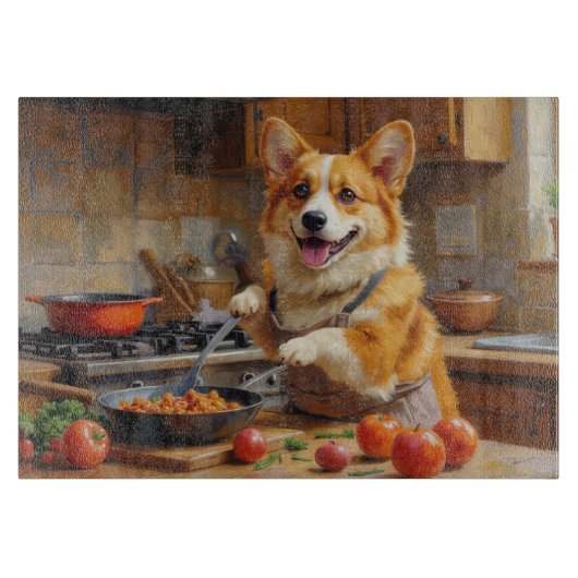 Corgi Kochen in der Küche Schneidebrett (Vorderseite)