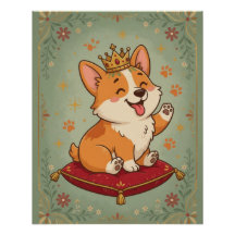 Corgi-König Royal Süßer Corgi-Hundefan-Wandposter