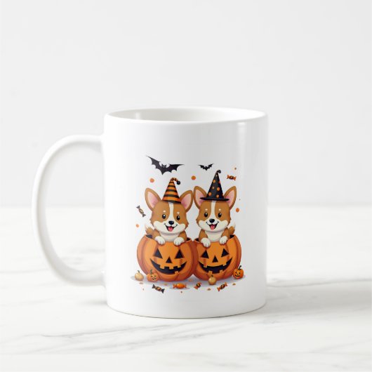 Corgi-Kürbisparty Kaffeetasse (Links)