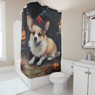 Corgi Kürbisse Halloween Gruselig Duschvorhang