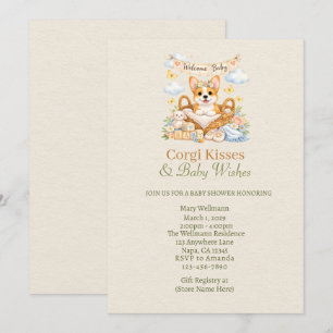 Corgi Küsse & Baby Wünsche Baby Shower Einladung