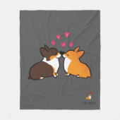 Corgi-küssende Fleece-Decke Fleecedecke (Vorderseite)