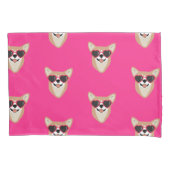 Corgi lächeln mit Sonnenbrille pink Kissenbezug (Vorderseite)