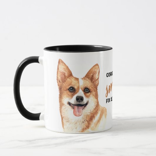 Corgi lächelt alles reparieren tasse (Links)
